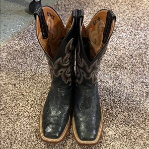 Rios of Mercedes Black Ostrich Cowboy Boots